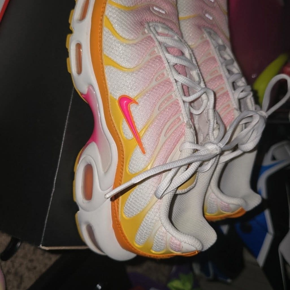 Nike Air Max Plus White with Orange and Pink Accents